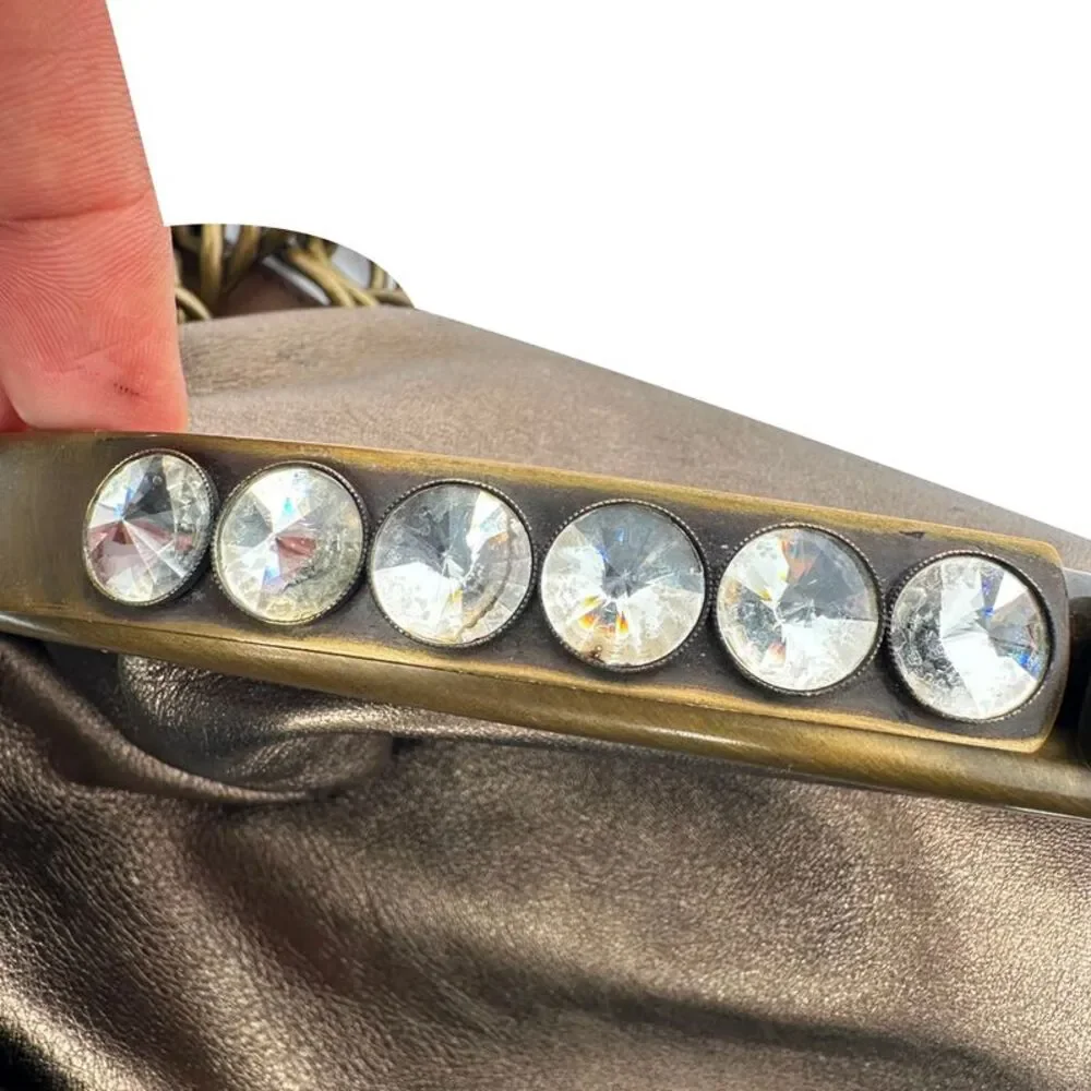 Marni Vintage Evening Clutch Bag in Metallic Gold Leather